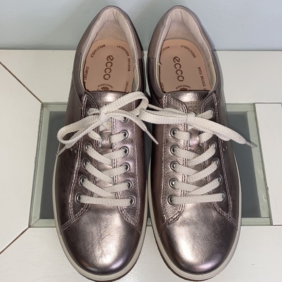Shoes Ecco Chase Ii Tie In Moon Rock Metallic Women Casual Sneaker 40 (US 9-9.5) - Picture 5 of 14